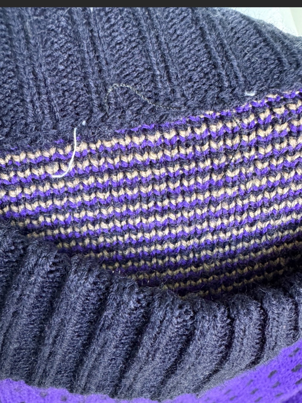 Vtg 80s 90s Knit Sweater Purple Diamond Geometric Crewneck Pullover 23.5x24.75 - Picture 3 of 9